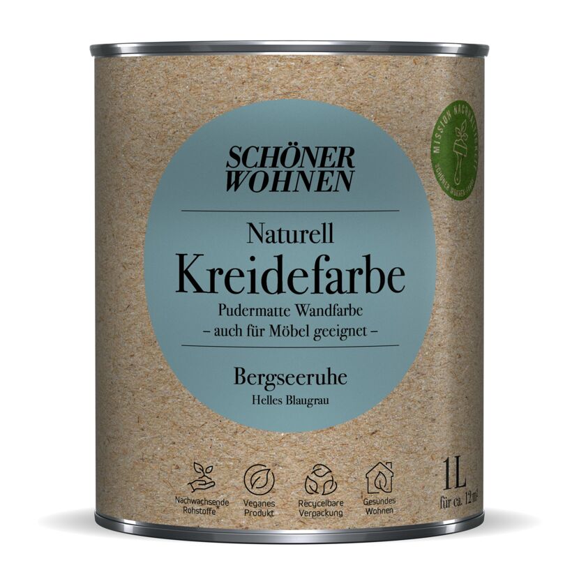Naturell Kreidefarbe 'Bergseeruhe' blaugrau matt 1 l