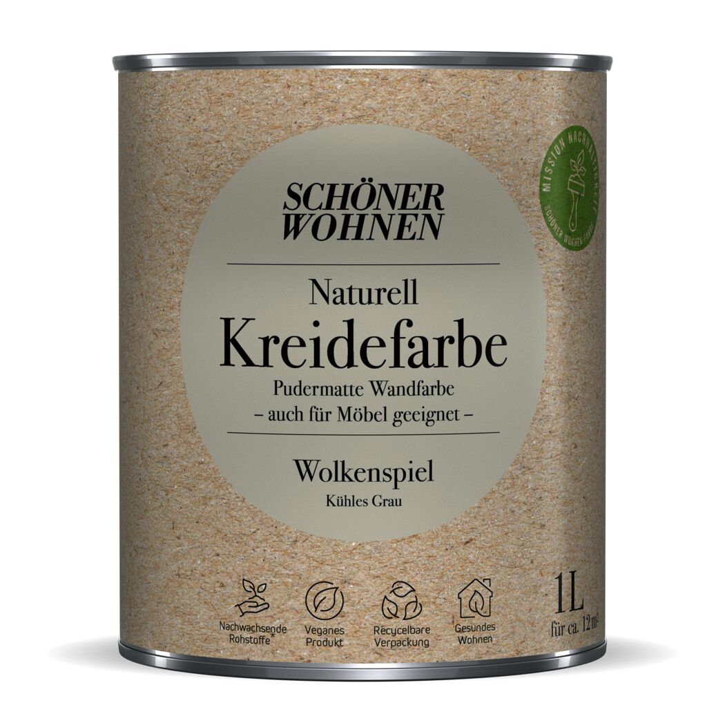 Naturell Kreidefarbe 'Wolkenspiel' grau matt 1 l