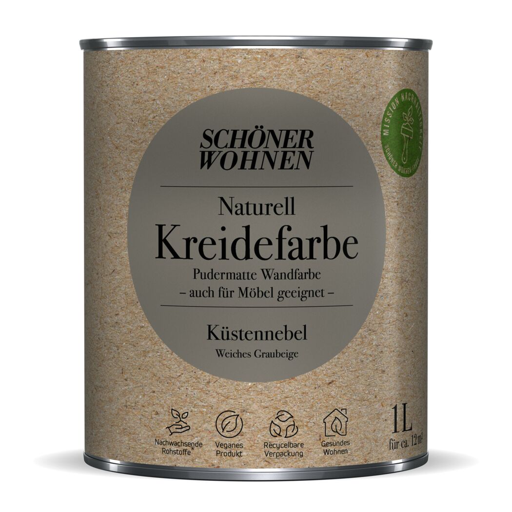 Naturell Kreidefarbe 'Küstennebel' grau matt 1 l
