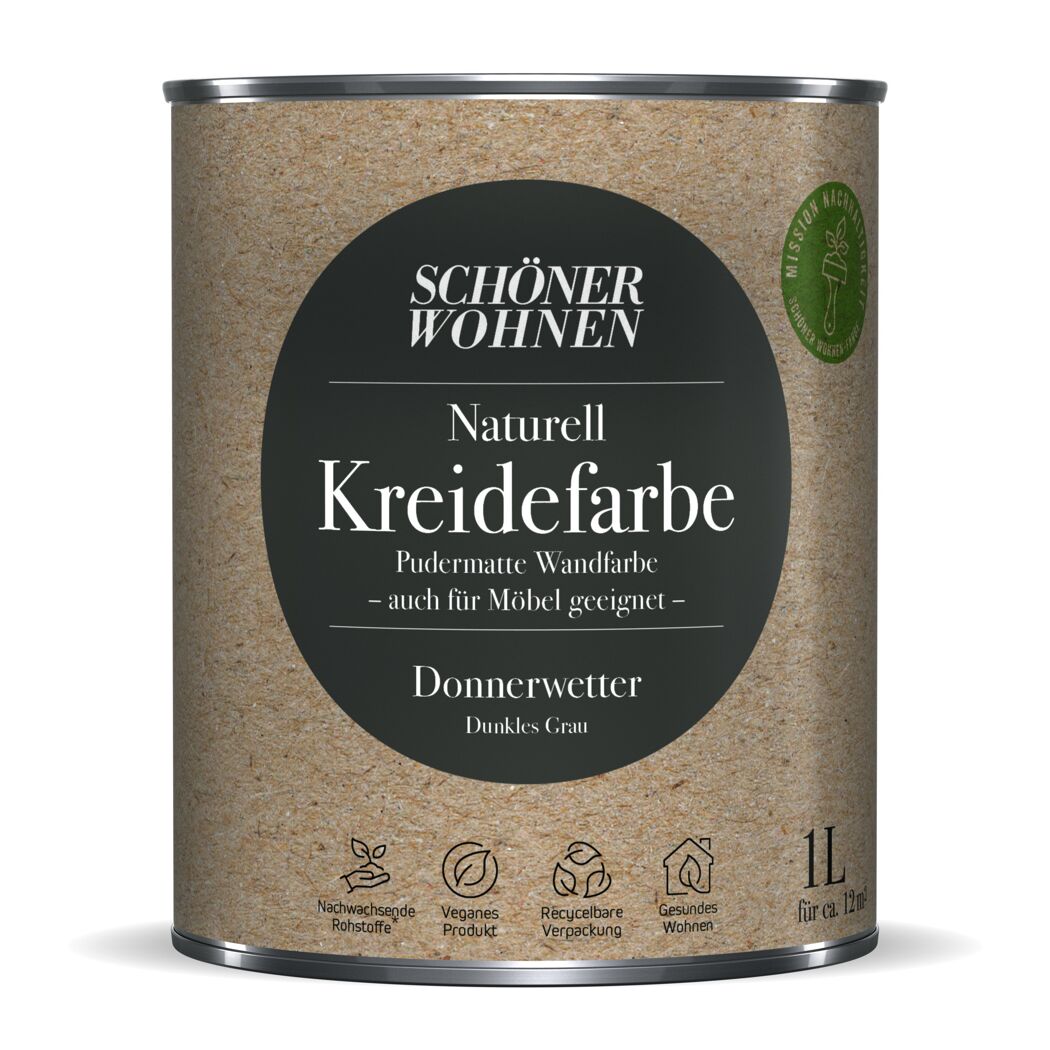 Naturell Kreidefarbe 'Donnerwetter' dunkelgrau matt 1 l