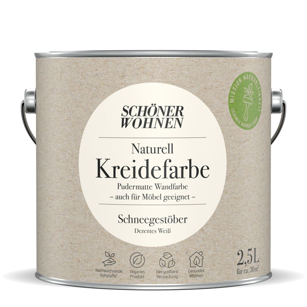Naturell Kreidefarbe 'Schneegestöber' weiß matt 1 l