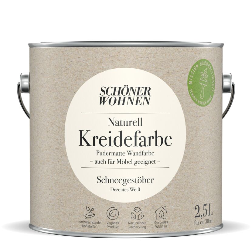 Naturell Kreidefarbe 'Schneegestöber' weiß matt 1 l