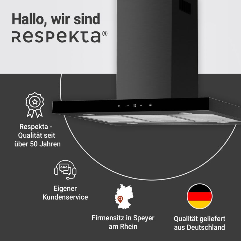 Inselhaube 'CH44199GISS-20' Metall/Glas schwarz 60 cm