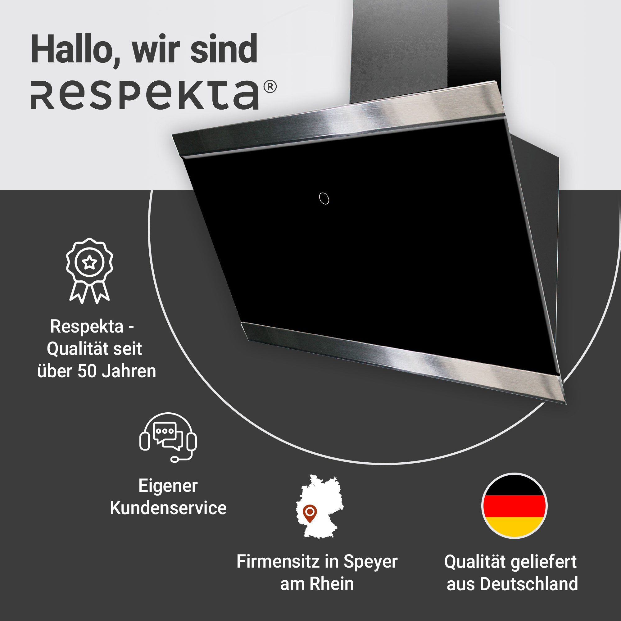 Schräghaube 'CH89090S' Metall/Glas schwarz 90 cm