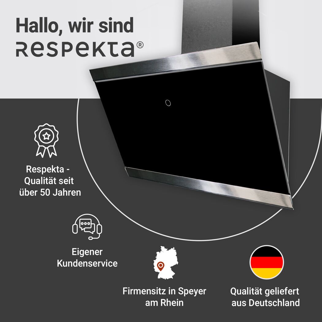 Schräghaube 'CH89090S' Metall/Glas schwarz 90 cm