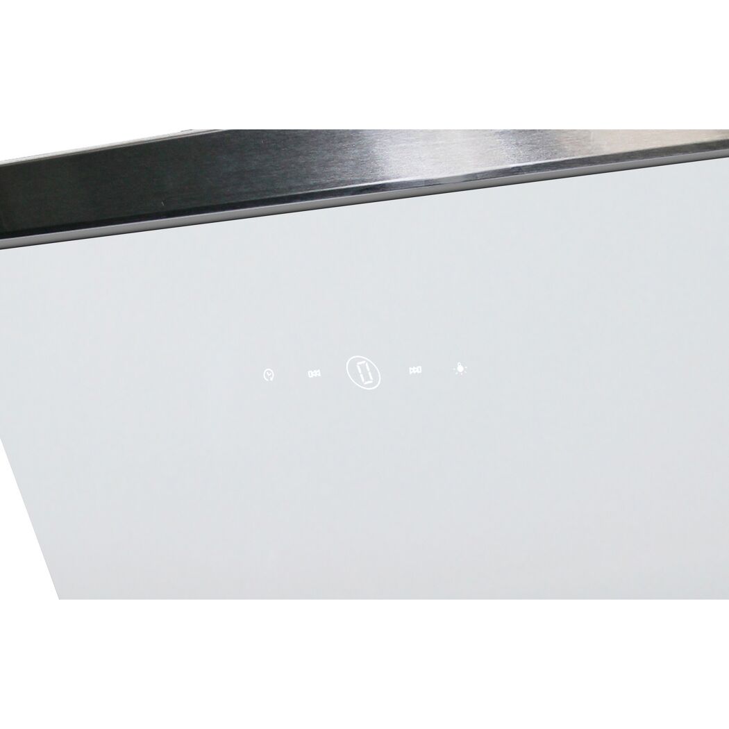 Schräghaube 'CH89090W' Metall/Glas weiß 90 cm