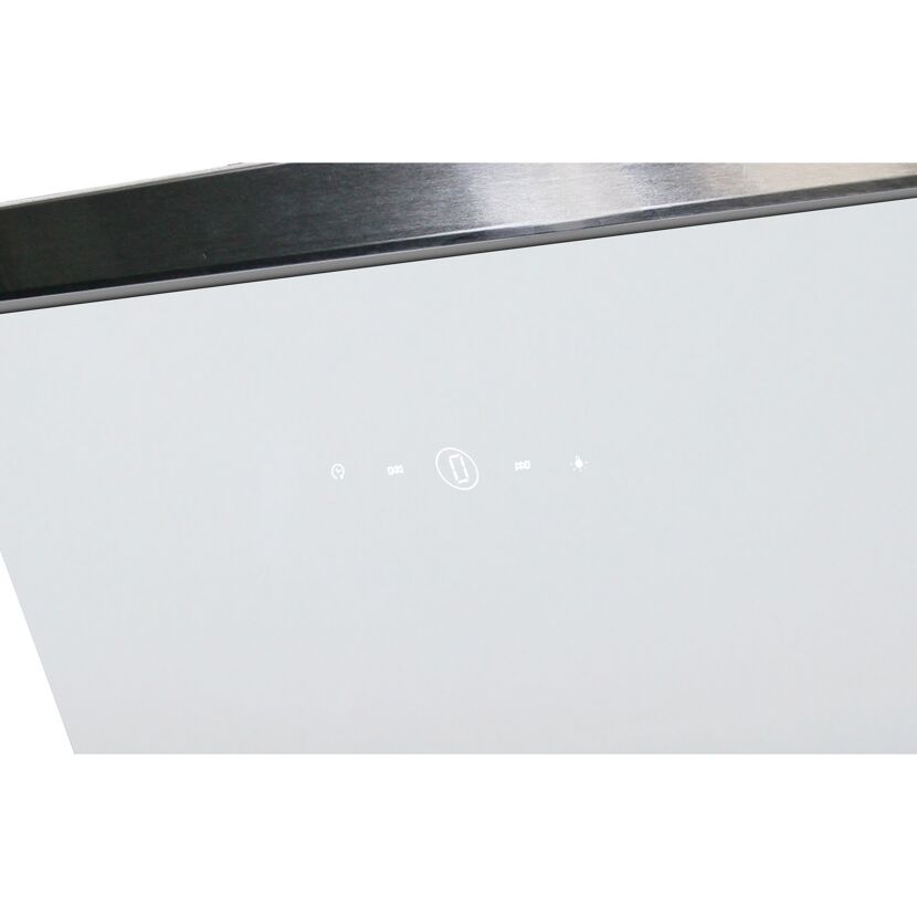 Schräghaube 'CH89090W' Metall/Glas weiß 90 cm