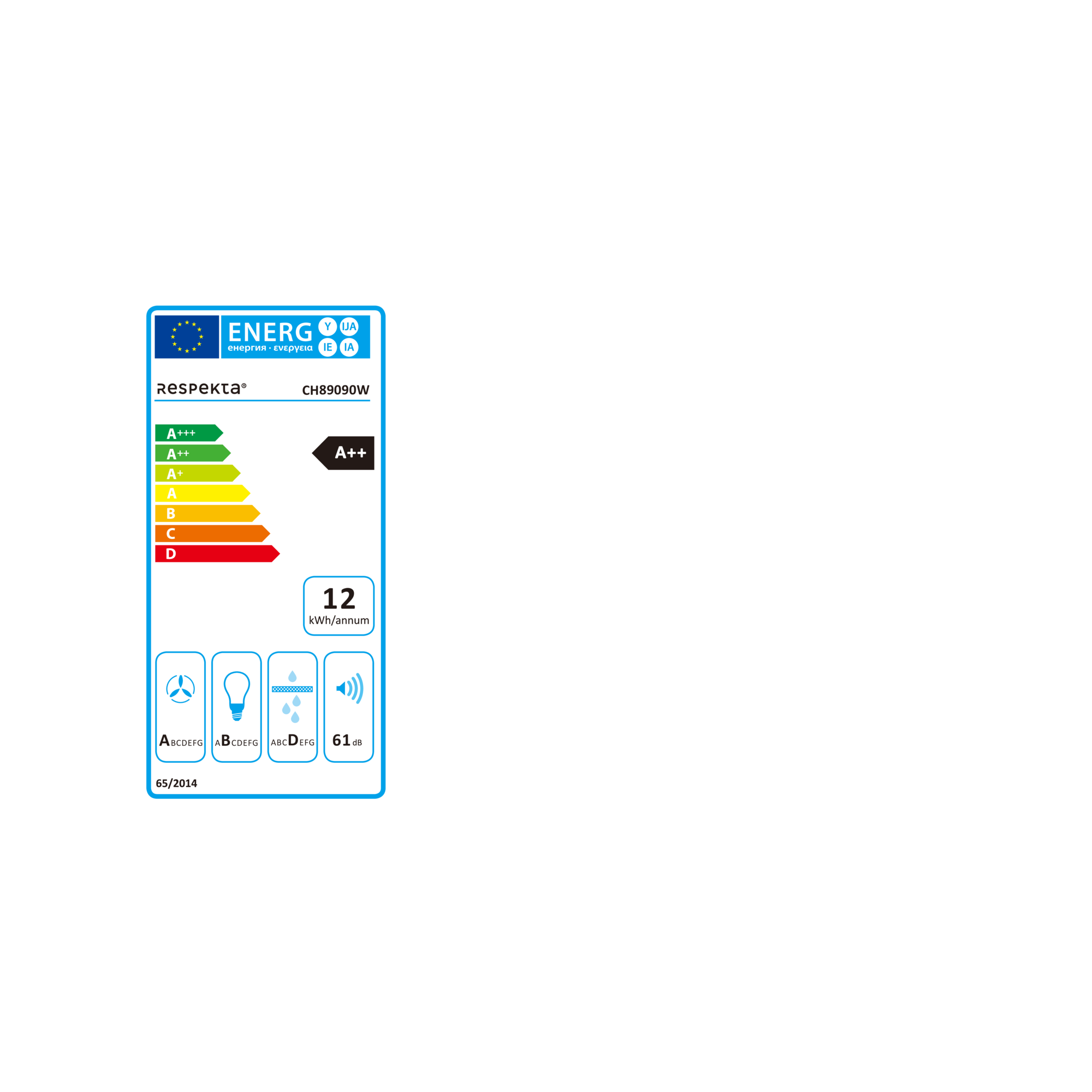 Schräghaube 'CH89090W' Metall/Glas weiß 90 cm + product picture