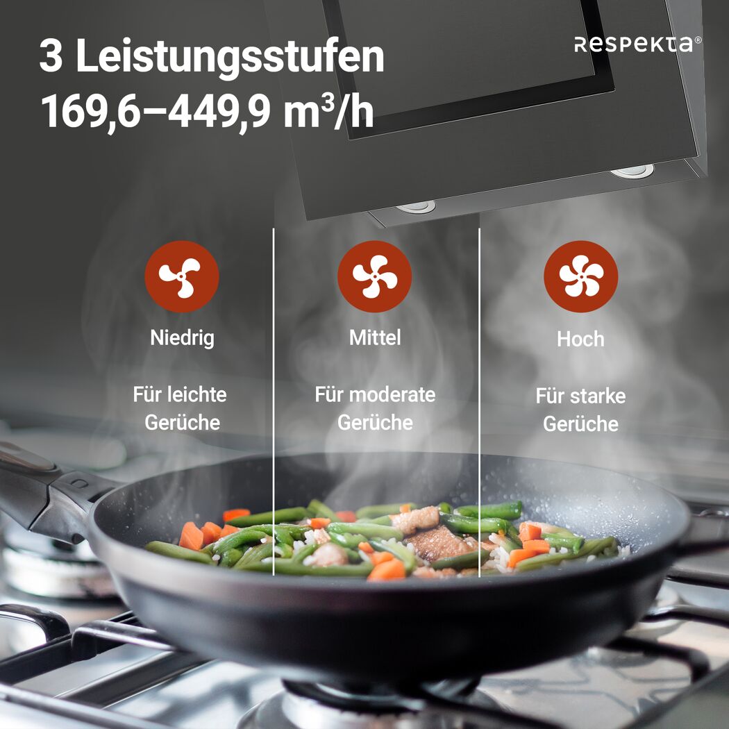 Schräghaube 'CH42060BSA' Edelstahl/Glas schwarz 60 cm