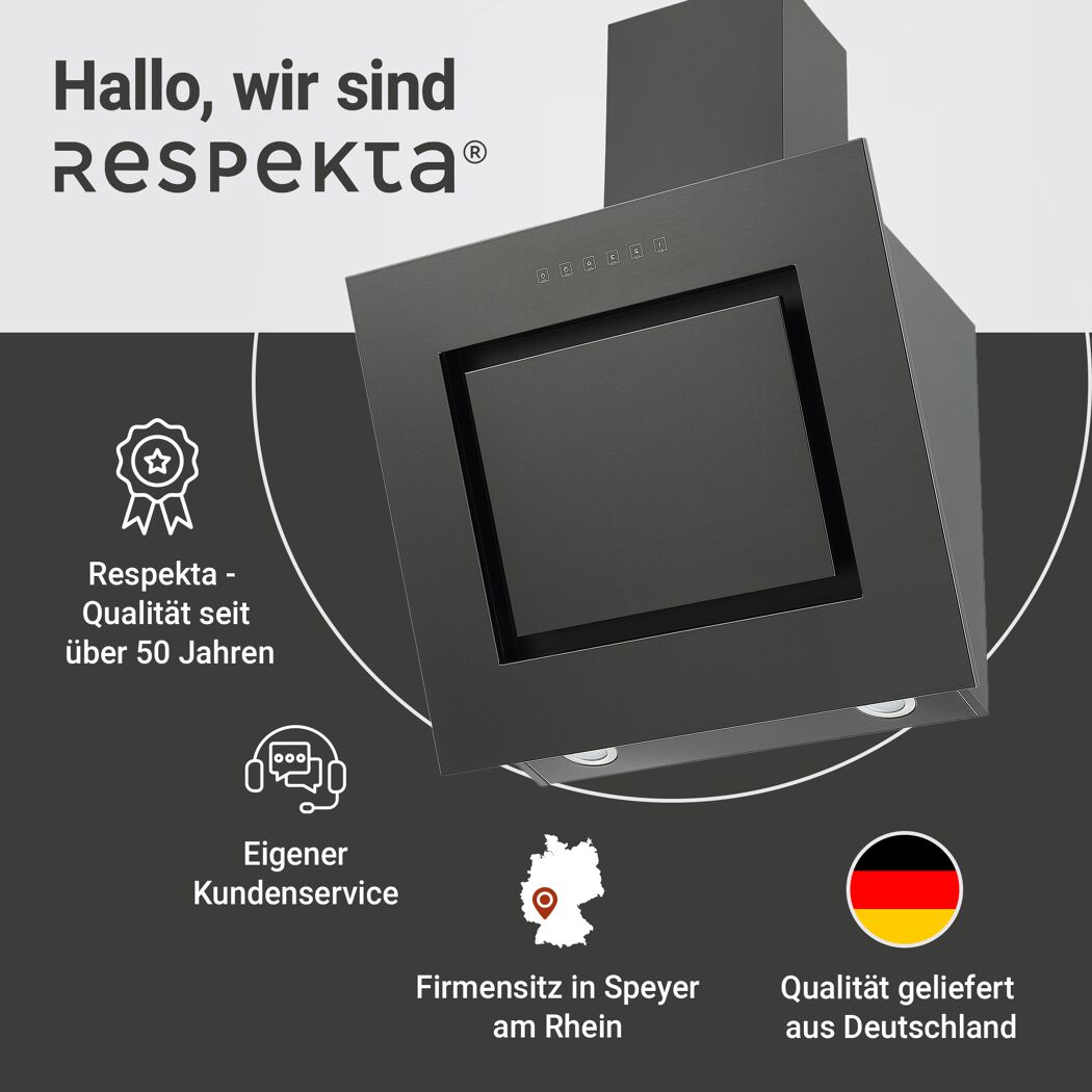 Schräghaube 'CH42060BSA' Edelstahl/Glas schwarz 60 cm