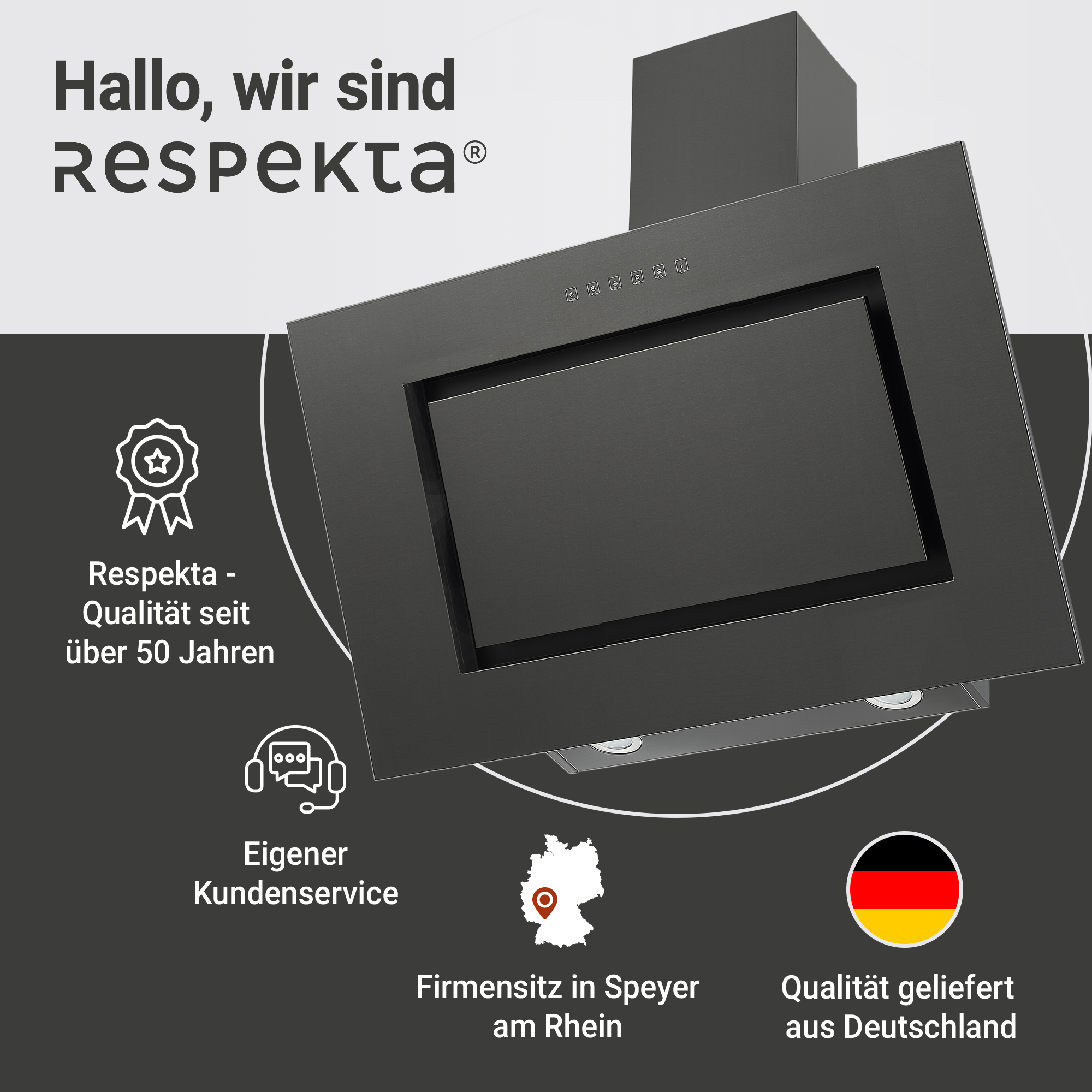 Schräghaube 'CH42090BSA' Edelstahl/Glas schwarz 90 cm