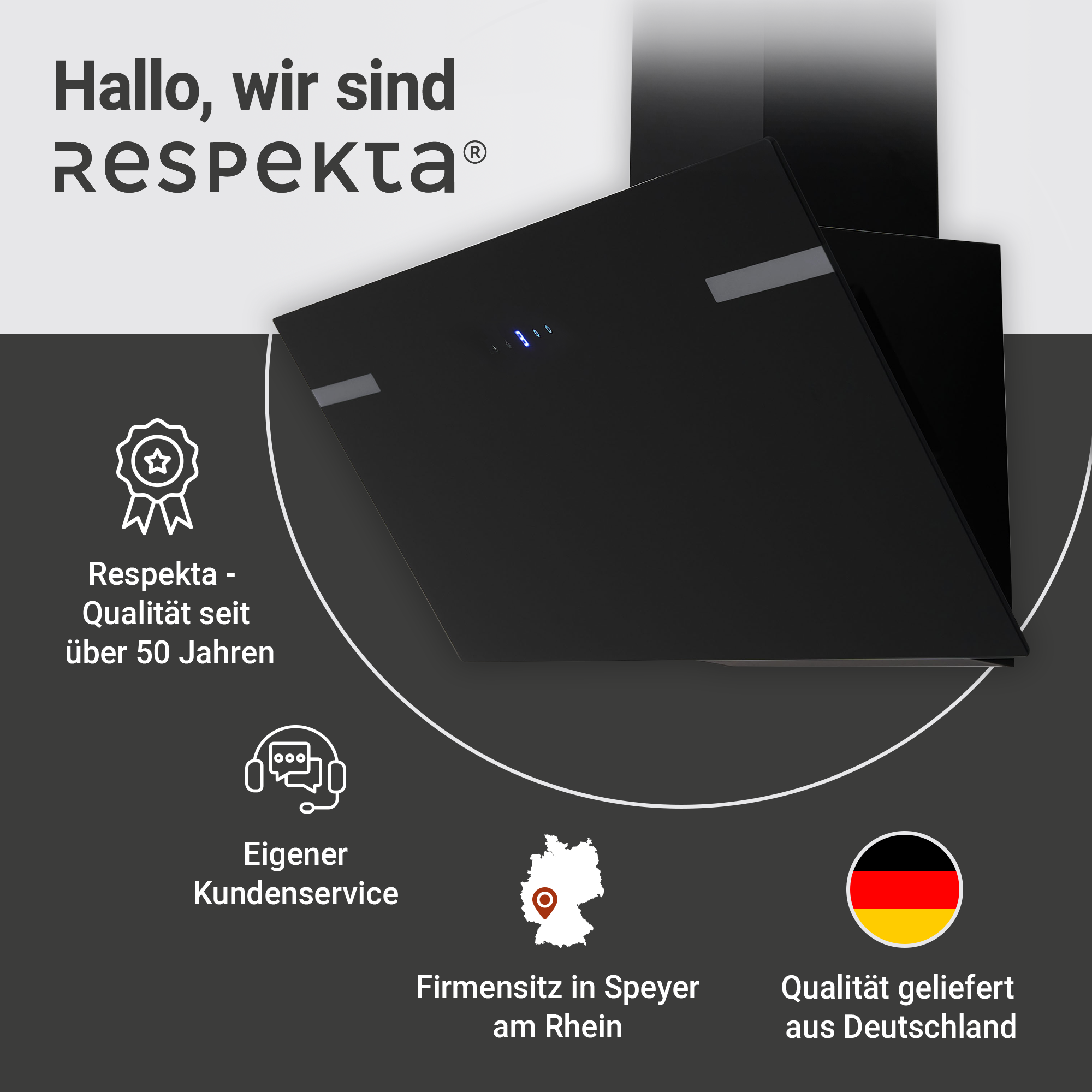 Schräghaube 'CH69090SA+' Metall/Glas schwarz 90 cm