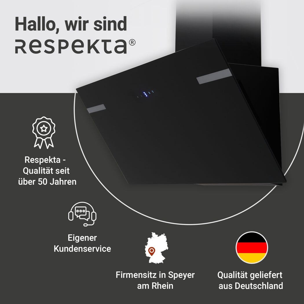 Schräghaube 'CH69090SA+' Metall/Glas schwarz 90 cm