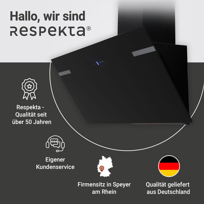 Schräghaube 'CH69090SA+' Metall/Glas schwarz 90 cm