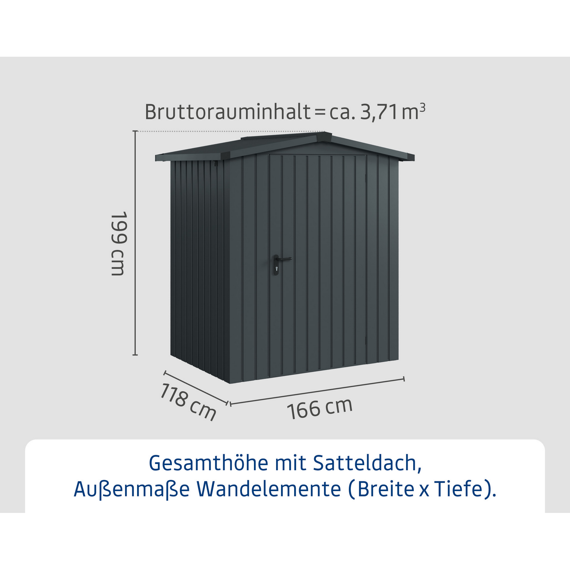 Gerätehaus 'Euroline ESD1 Trend-Sk' anthrazitgrau 189 x 133 x 199 cm, Einzeltür