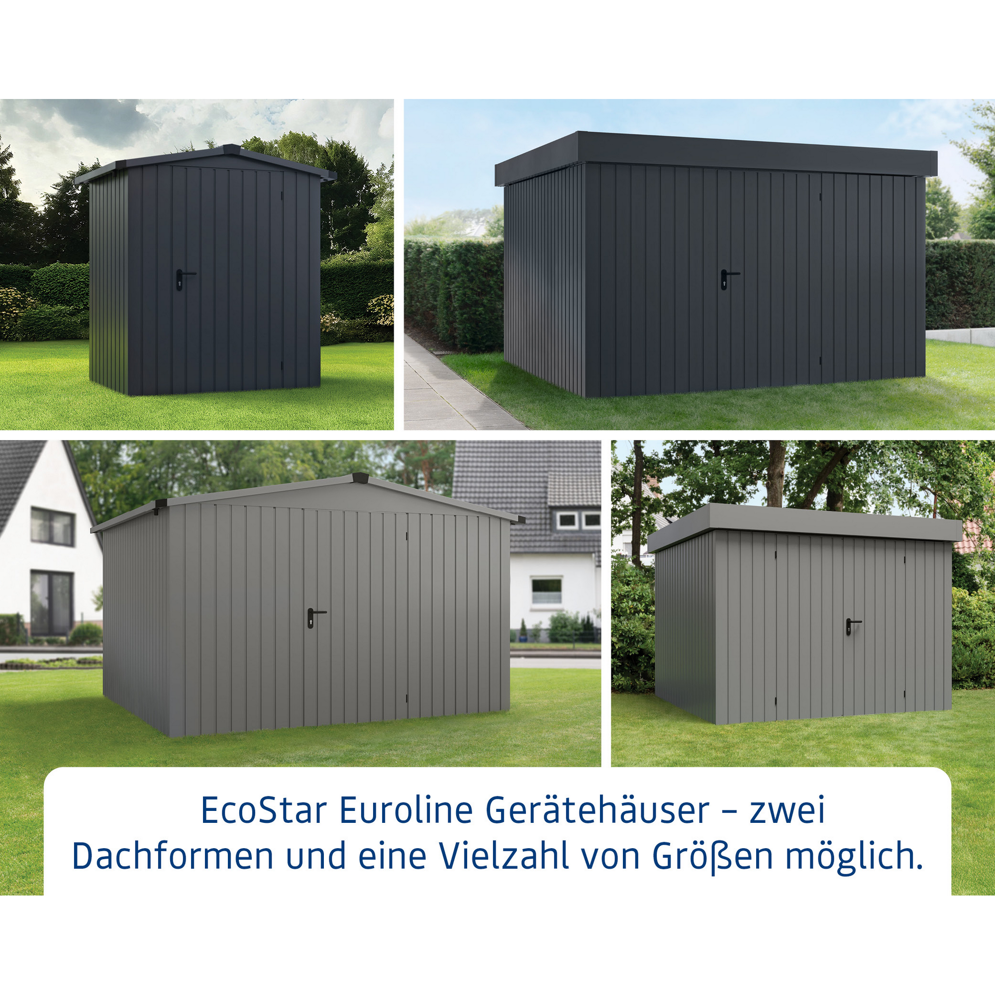 Gerätehaus 'Euroline ESD1 Trend-Sk' anthrazitgrau 189 x 133 x 199 cm, Einzeltür