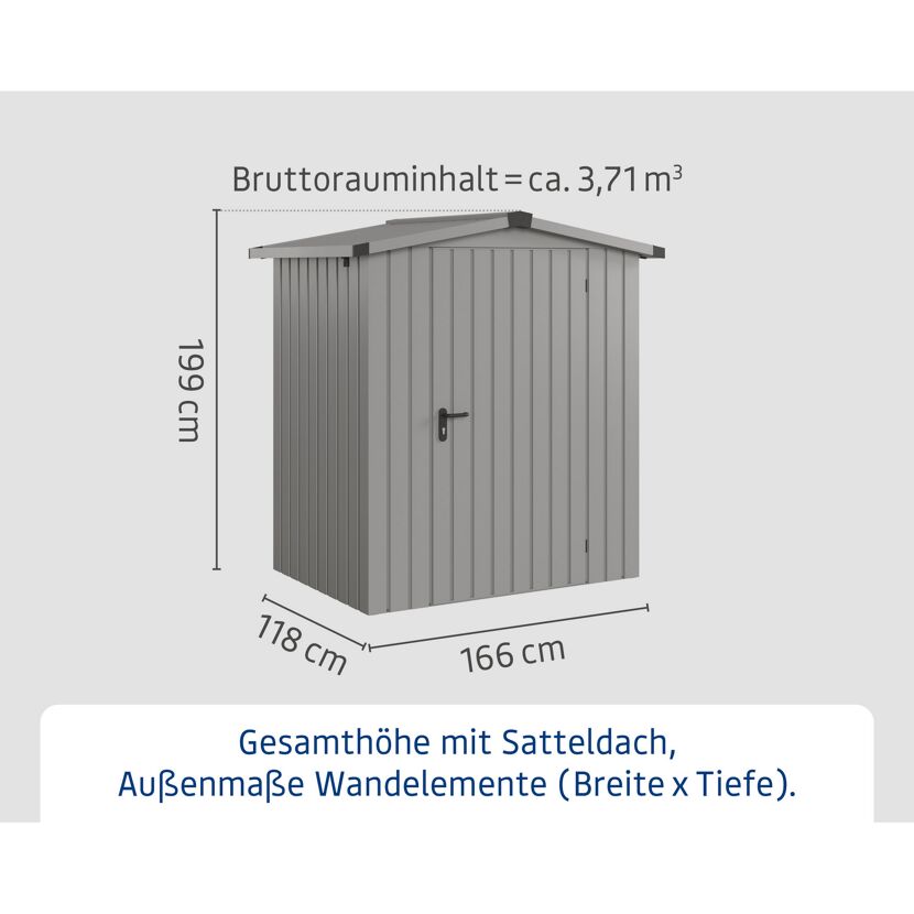 Gerätehaus 'Euroline ESD1 Trend-Sk' graualuminium 189 x 133 x 199 cm, Einzeltür