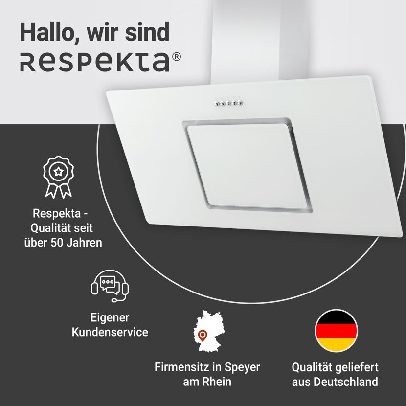 Schräghaube 'CH22010/90WBZ' Metall/Glas weiß 90 cm