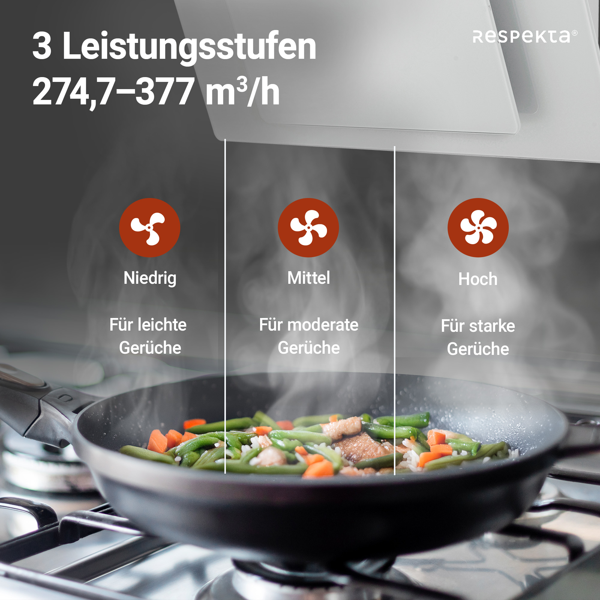 Schräghaube 'CH21060WBZ' Metall/Glas weiß 60 cm