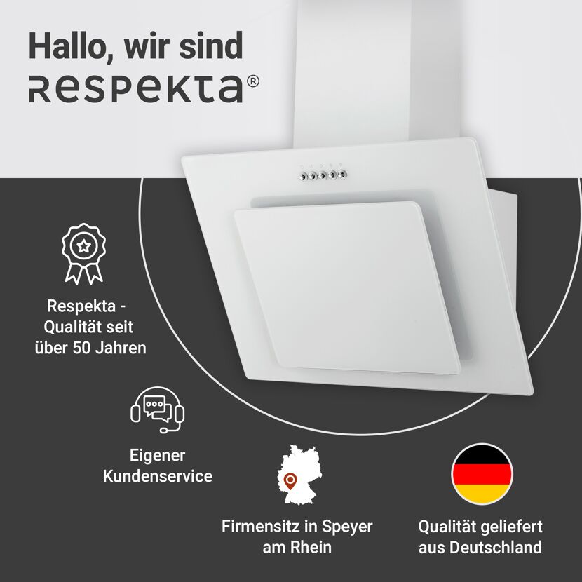 Schräghaube 'CH21060WBZ' Metall/Glas weiß 60 cm