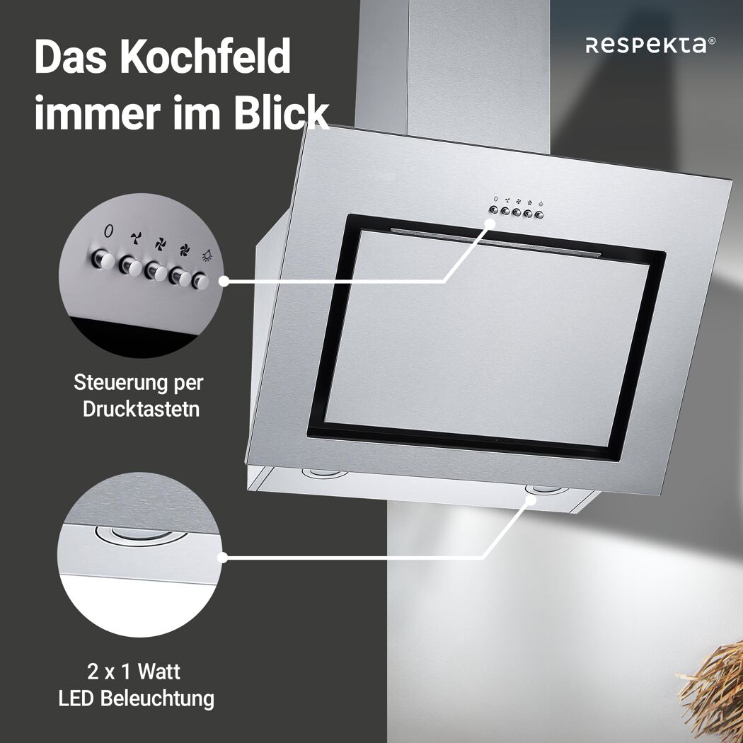 Schräghaube 'CH22020IXB' Edelstahl 60 cm