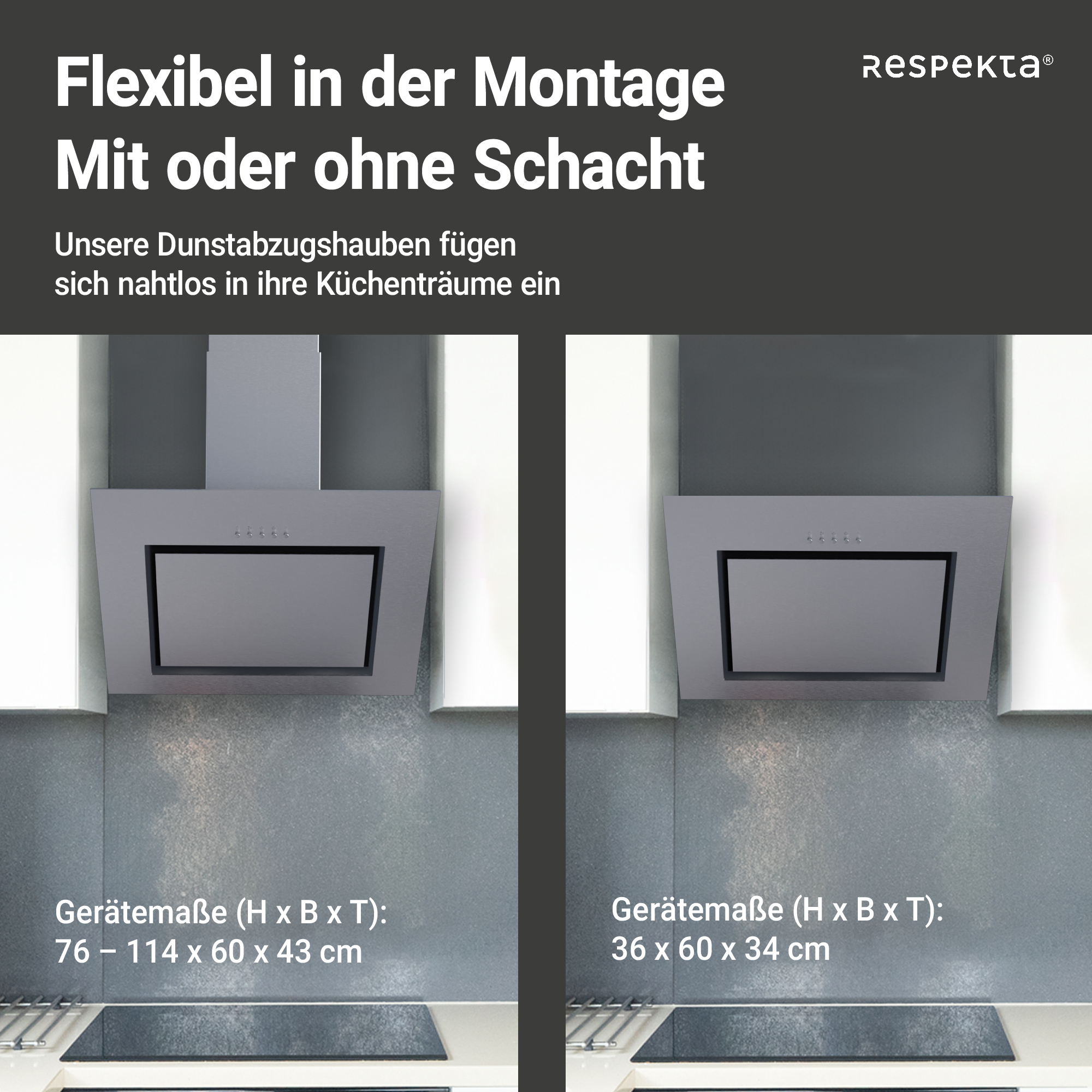 Schräghaube 'CH22020IXB' Edelstahl 60 cm