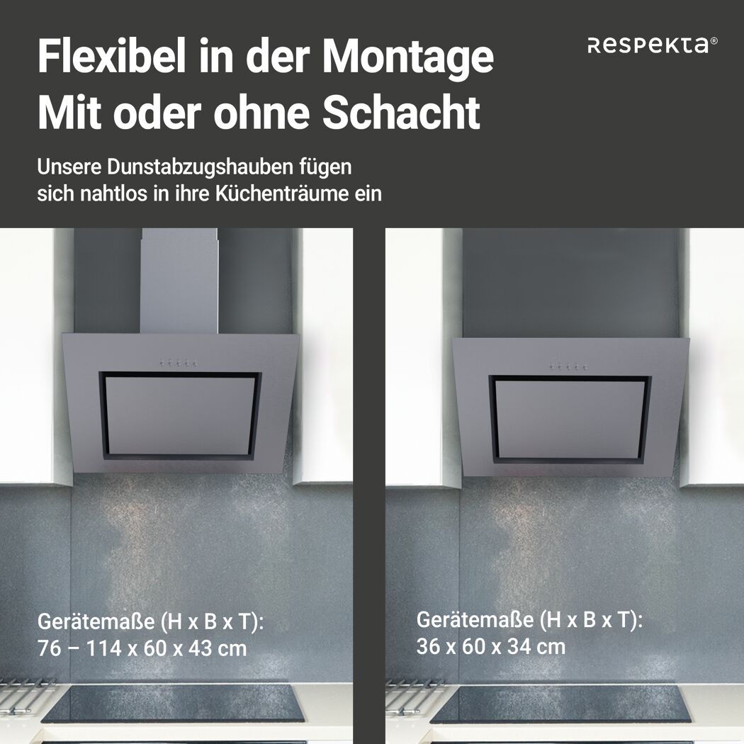 Schräghaube 'CH22020IXB' Edelstahl 60 cm
