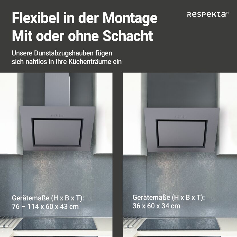 Schräghaube 'CH22020IXB' Edelstahl 60 cm
