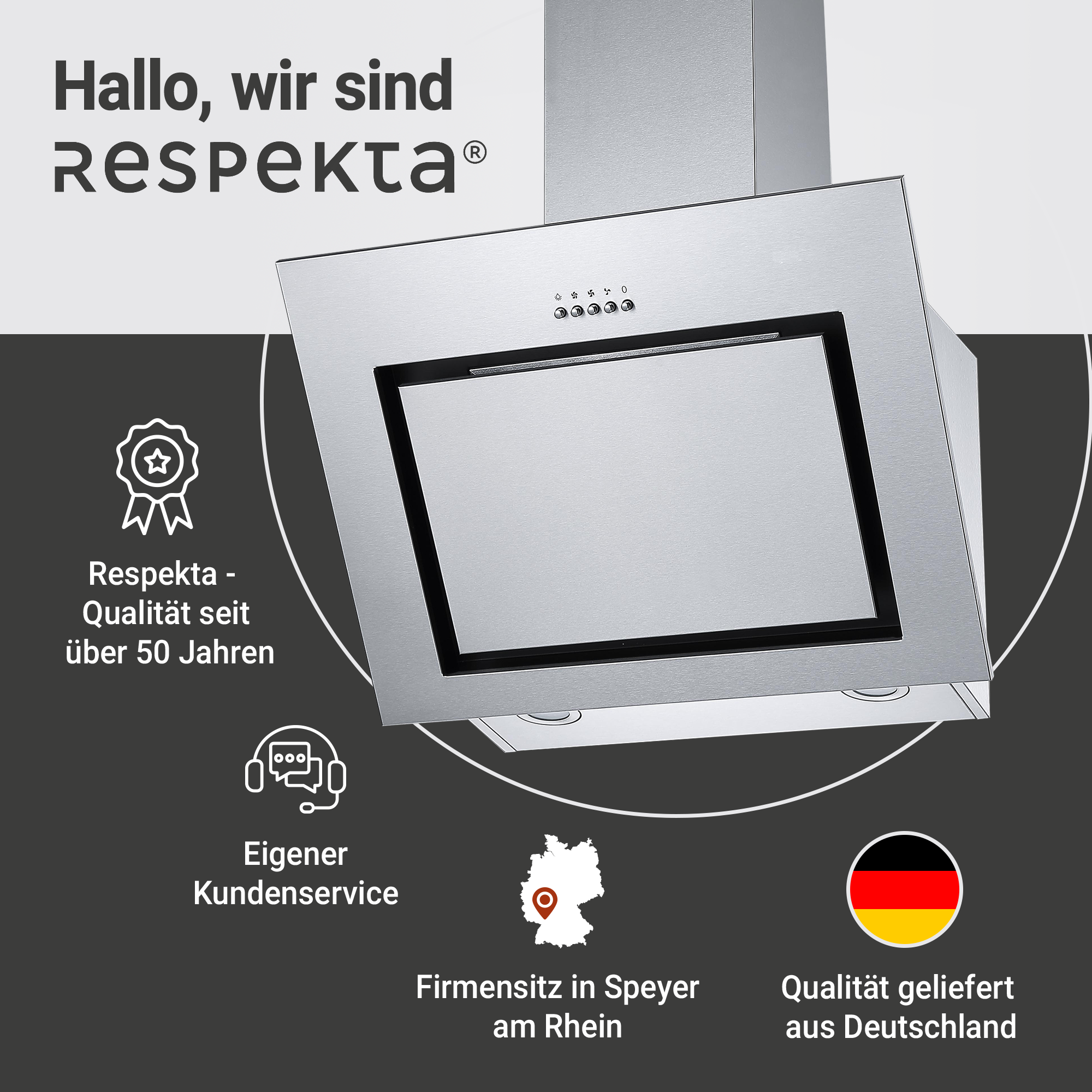 Schräghaube 'CH22020IXB' Edelstahl 60 cm