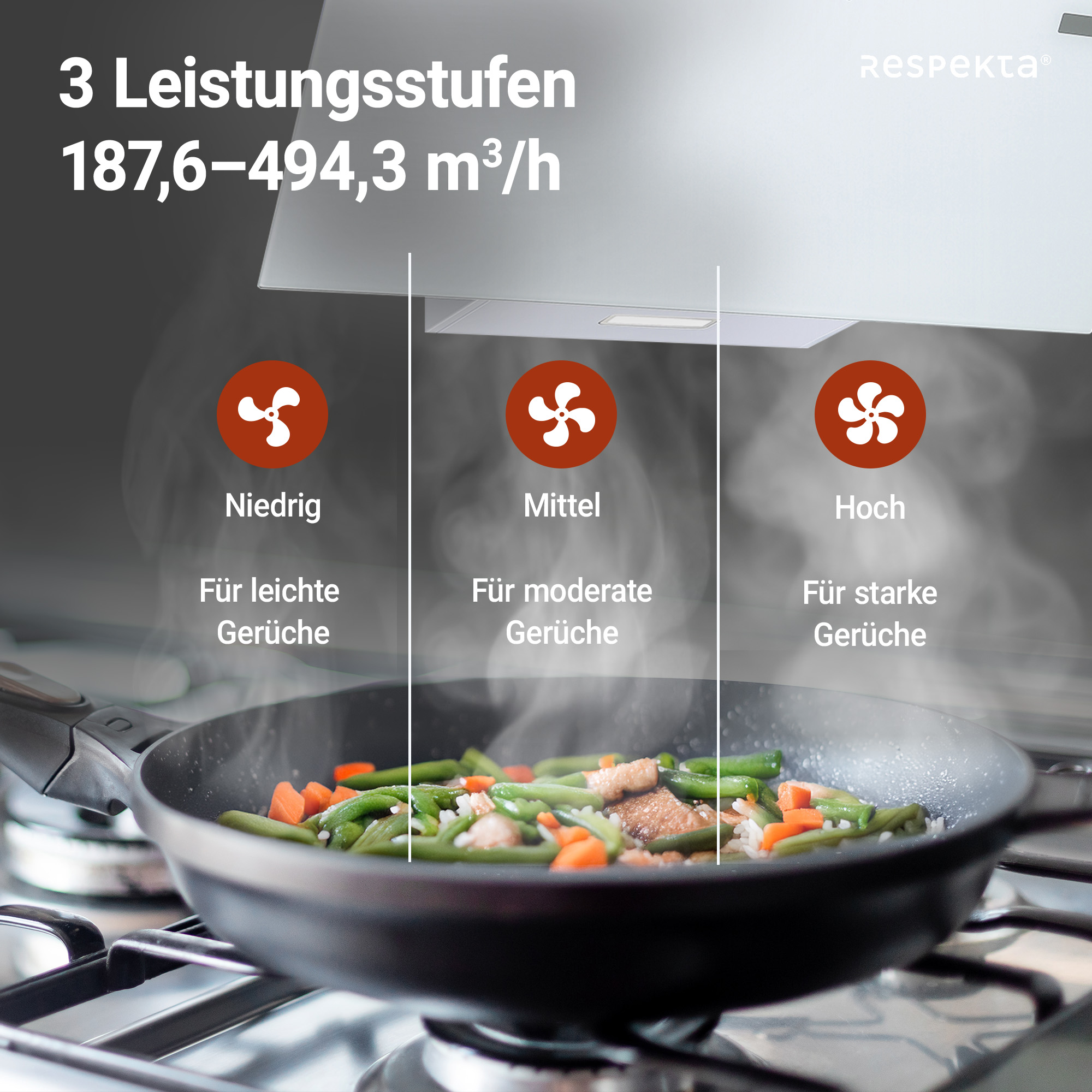 Schräghaube 'CH58090WA+' Metall/Glas weiß 90 cm