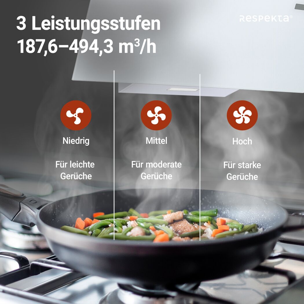 Schräghaube 'CH58090WA+' Metall/Glas weiß 90 cm