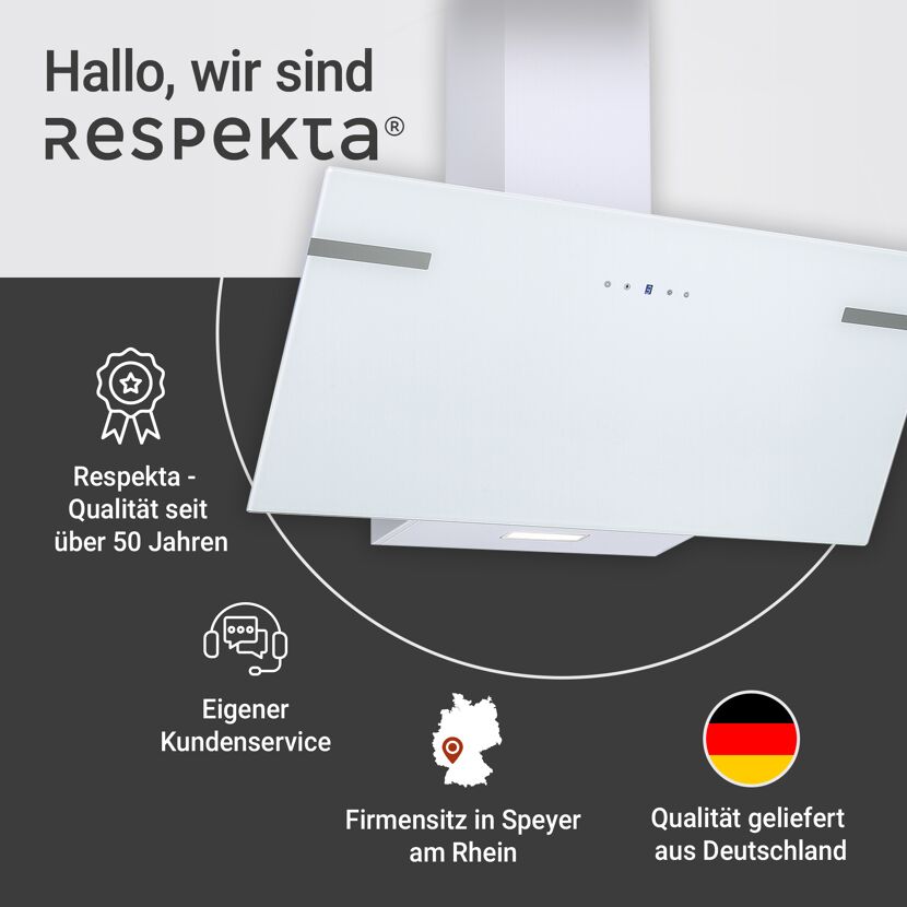 Schräghaube 'CH58090WA+' Metall/Glas weiß 90 cm