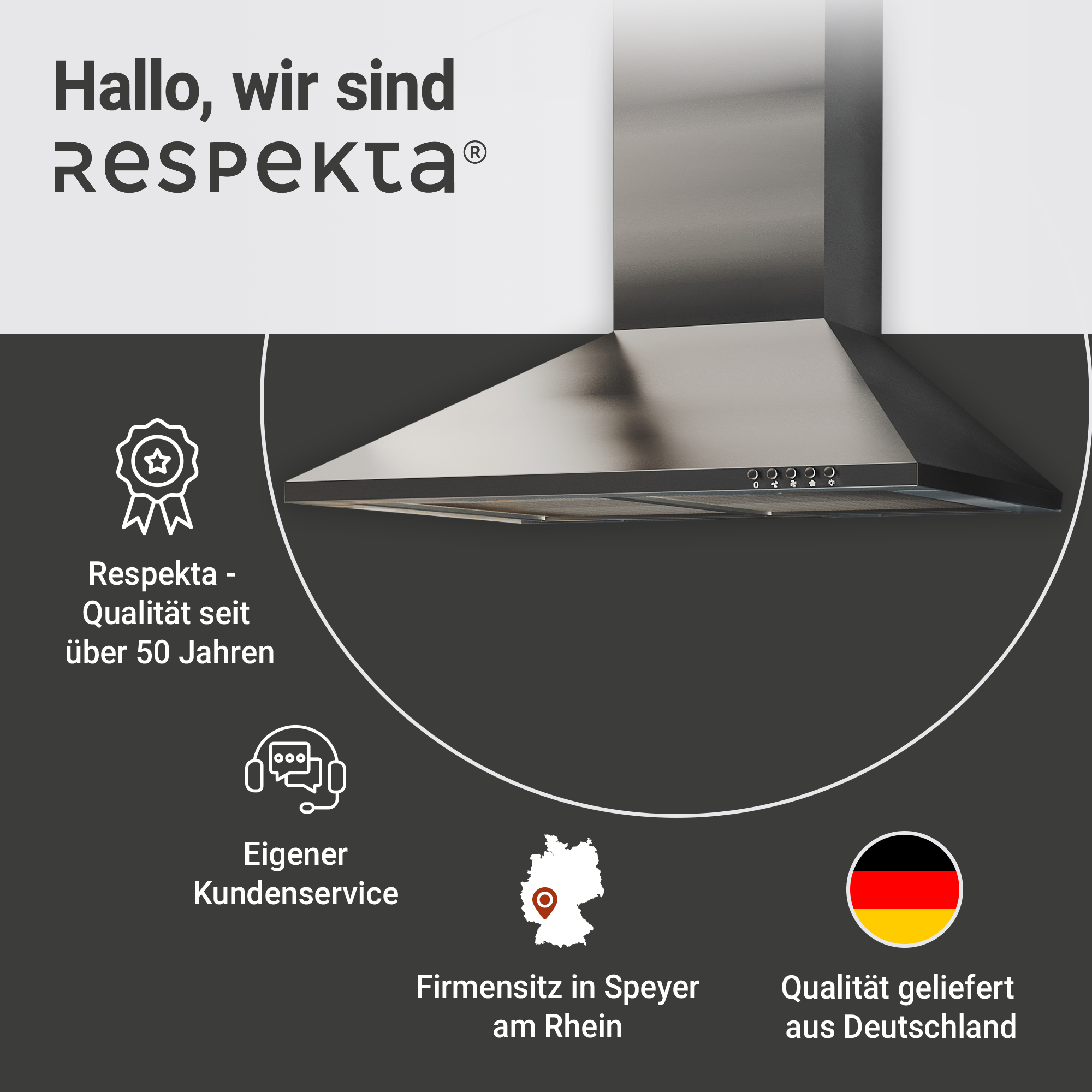 Kaminhaube 'CH22058IXB' Edelstahl 60 cm