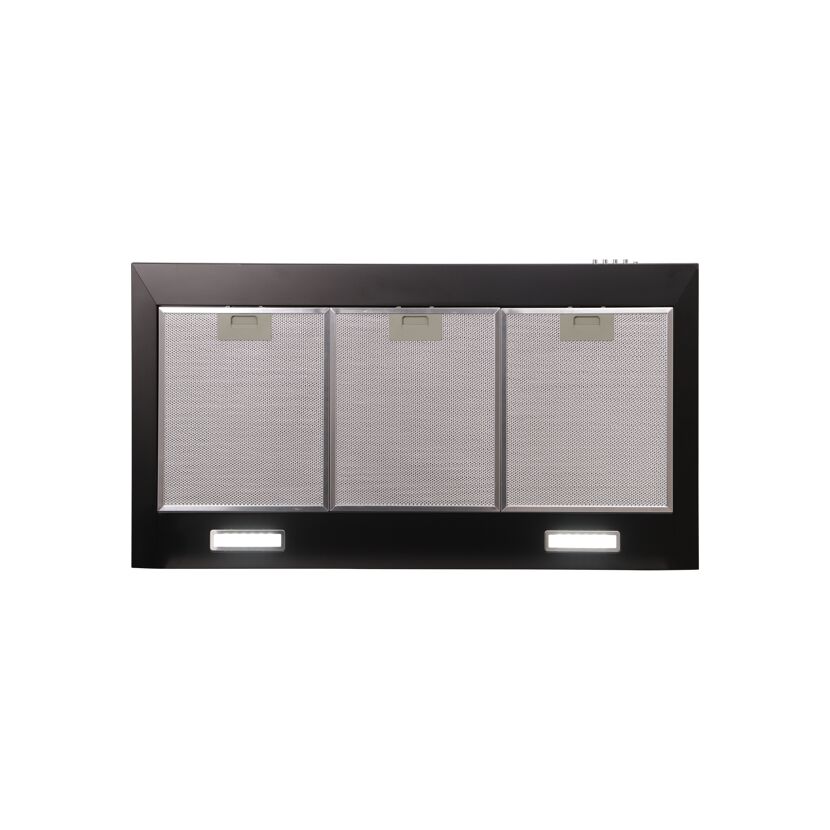 Schwarze Dunstabzugshaube mit Metallfilter