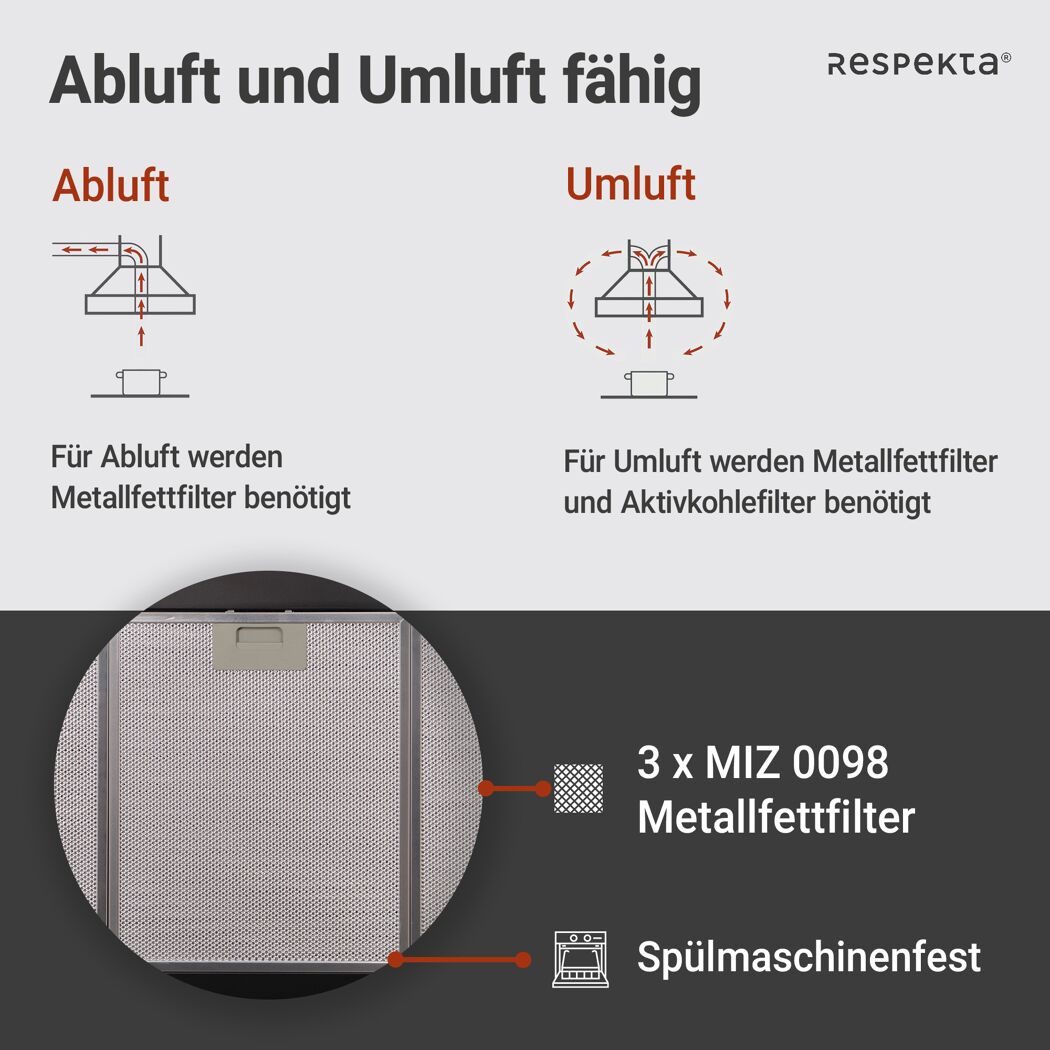Kaminhaube 'CH22055-90S' Metall 90 cm