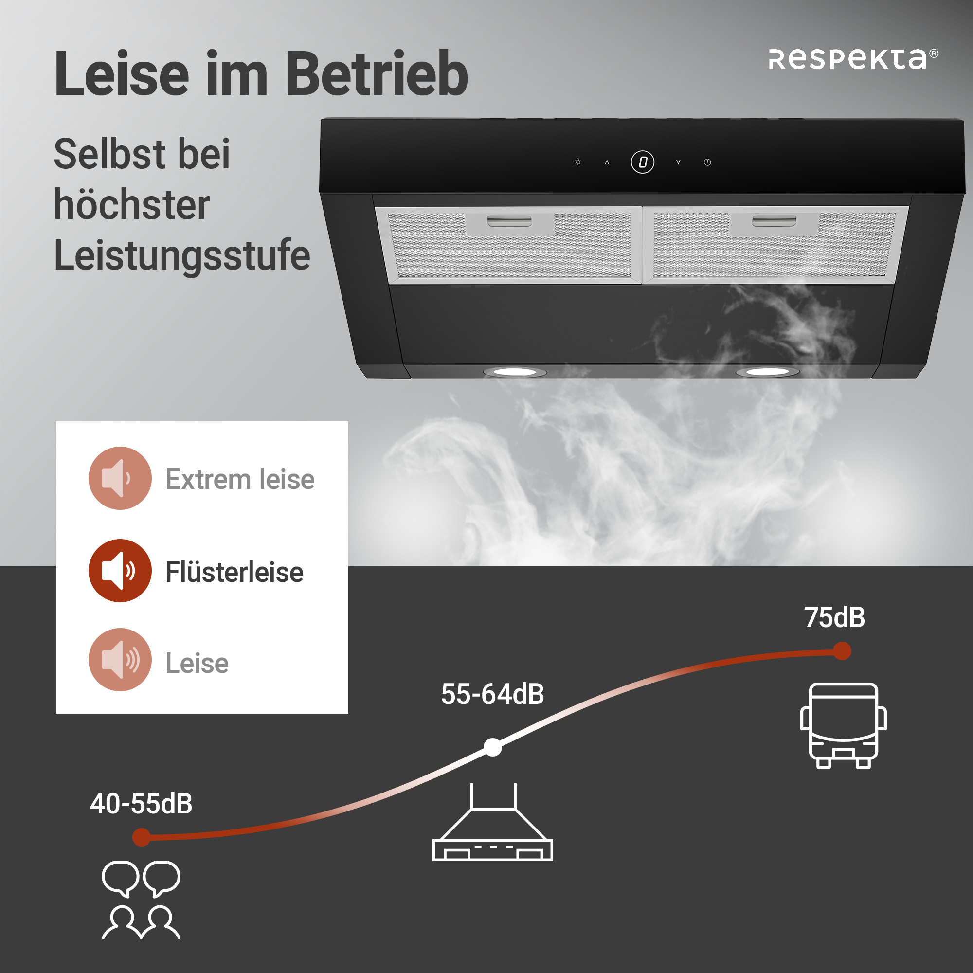 Unterbauhaube 'CH12060S-21' Edelstahl schwarz 60 cm