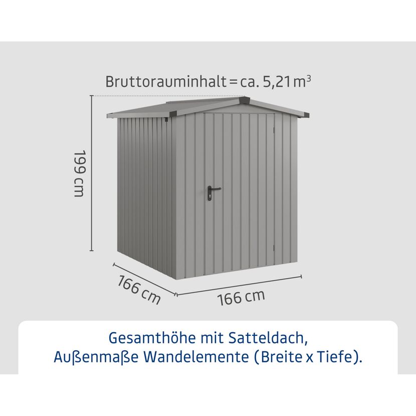 Gerätehaus 'Euroline ESD2 Trend-Sk' graualuminium 189 x 181 x 199 cm, Einzeltür