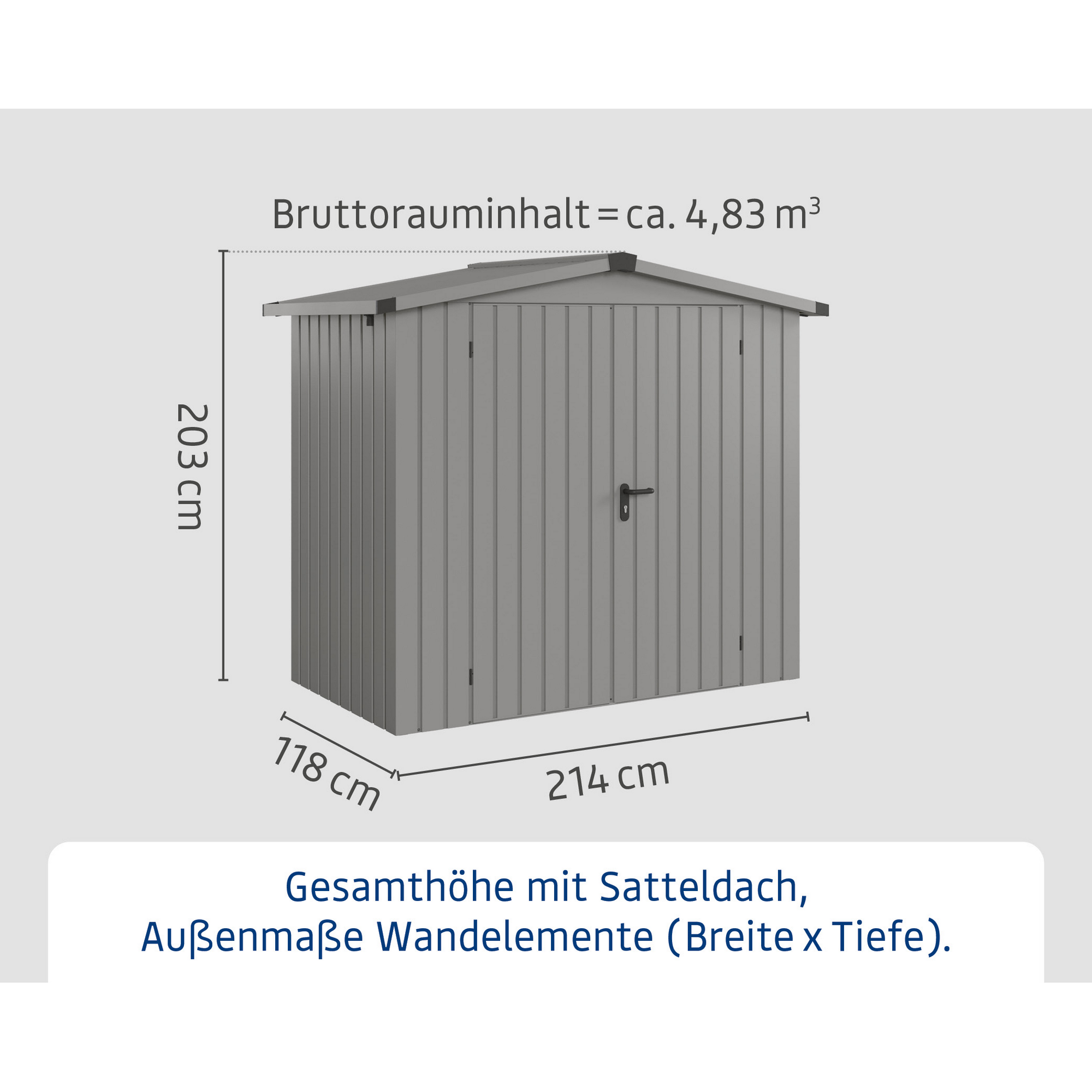 Gerätehaus 'Euroline ESD3 Trend-Sk' graualuminium 237 x 133 x 203 cm, Doppeltür