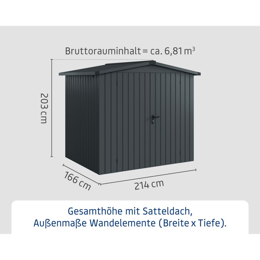 Gerätehaus 'Euroline ESD4 Trend-Sk' anthrazitgrau 237 x 181 x 203 cm, Doppeltür
