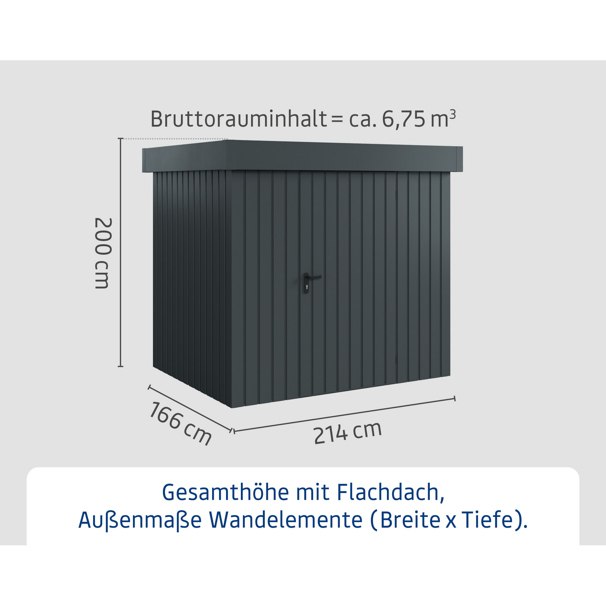 Gerätehaus 'Euroline EFD4 Trend-Sk' anthrazitgrau 229 x 181 x 203 cm, Einzeltür