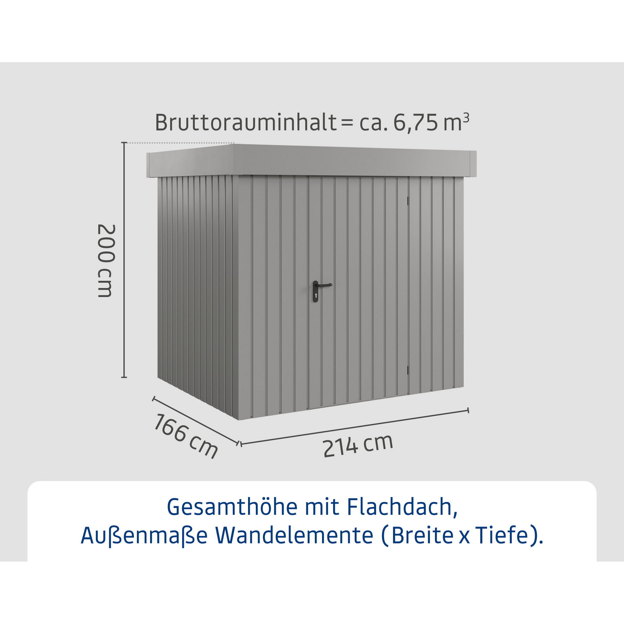 Gerätehaus 'Euroline EFD4 Trend-Sk' aluminiumgrau 229 x 181 x 203 cm, Einzeltür