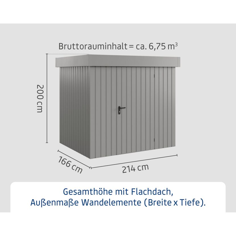Gerätehaus 'Euroline EFD4 Trend-Sk' aluminiumgrau 229 x 181 x 203 cm, Einzeltür
