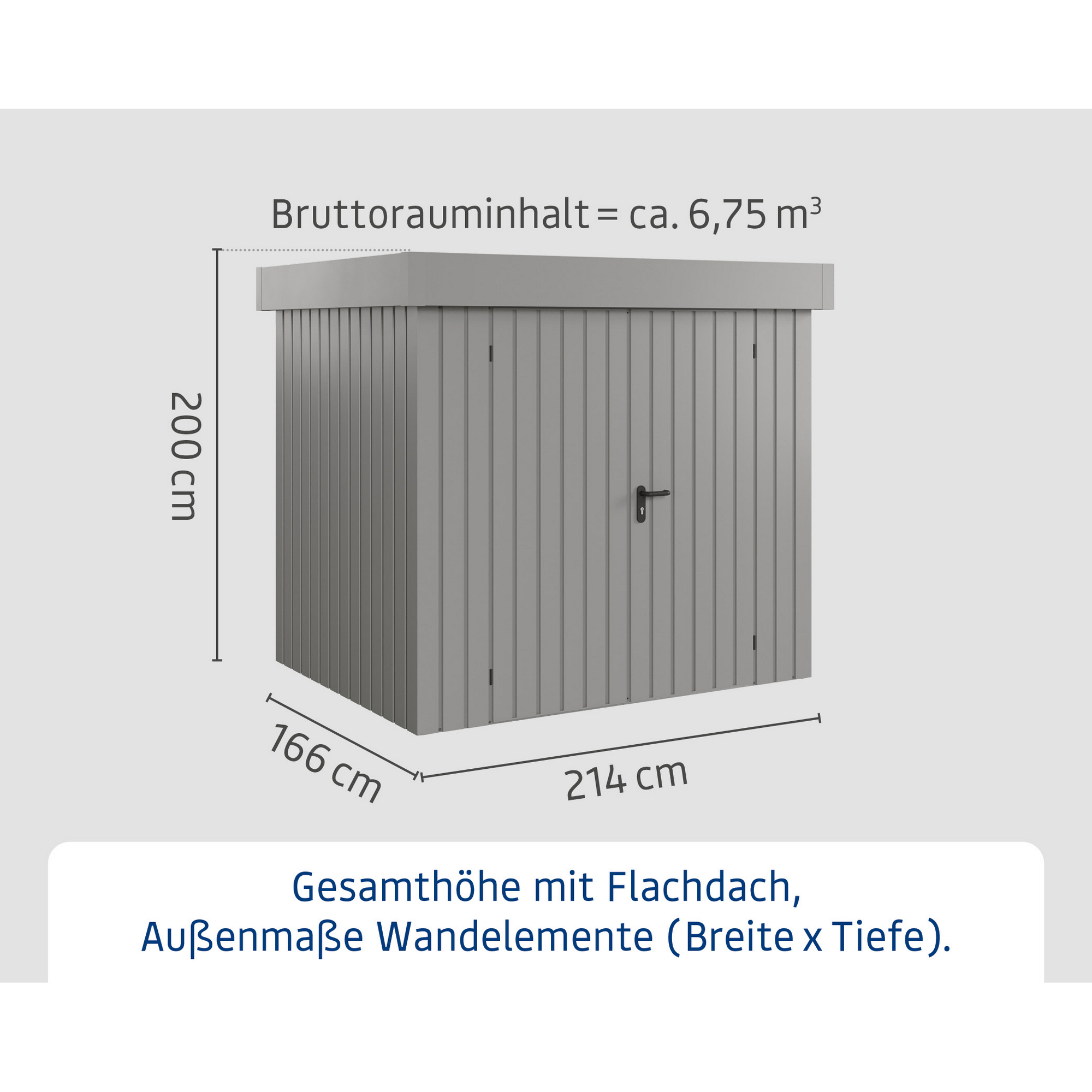 Gerätehaus 'Euroline EFD4 Trend-Sk' aluminiumgrau 229 x 181 x 203 cm, Doppeltür