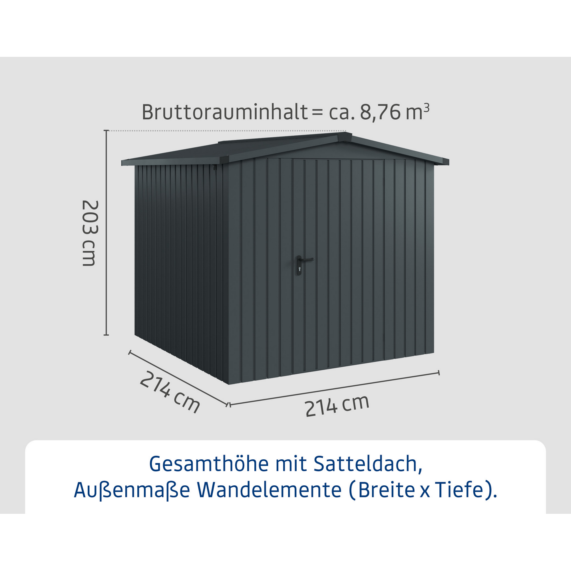 Gerätehaus 'Euroline ESD5 Trend-Sk' anthrazitgrau 237 x 229 x 203 cm, Einzeltür