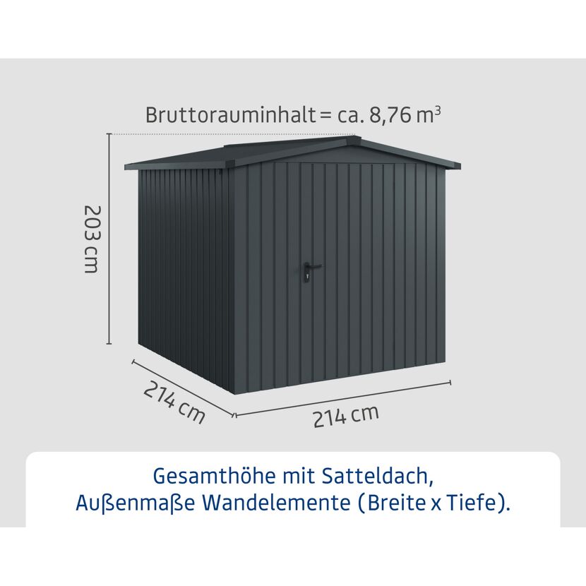 Gerätehaus 'Euroline ESD5 Trend-Sk' anthrazitgrau 237 x 229 x 203 cm, Einzeltür