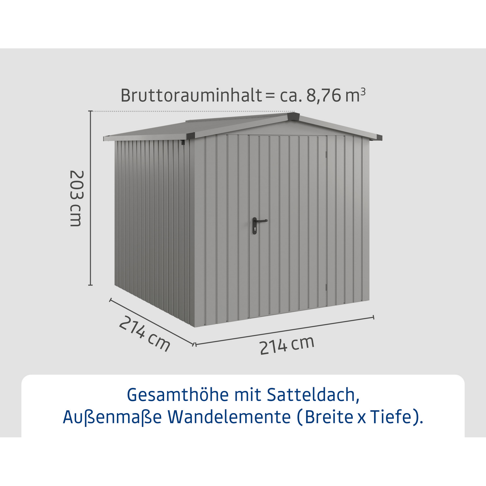 Gerätehaus 'Euroline ESD5 Trend-Sk' graualuminium 237 x 229 x 203 cm, Einzeltür