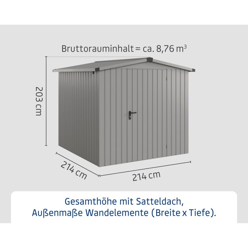 Gerätehaus 'Euroline ESD5 Trend-Sk' graualuminium 237 x 229 x 203 cm, Einzeltür