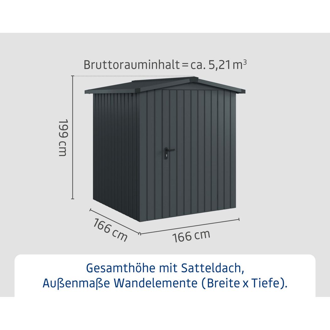 Gerätehaus 'Euroline ESD2 Trend-Sk' anthrazitgrau 189 x 181 x 199 cm, Einzeltür