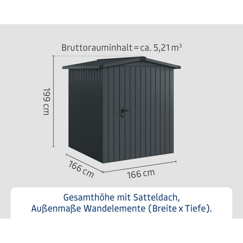 Gerätehaus 'Euroline ESD2 Trend-Sk' anthrazitgrau 189 x 181 x 199 cm, Einzeltür