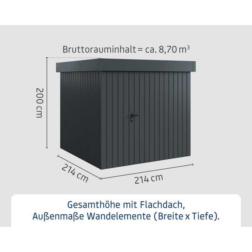 Gerätehaus 'Euroline EFD5 Trend-Sk' anthrazitgrau 229 x 229 x 203 cm, Einzeltür